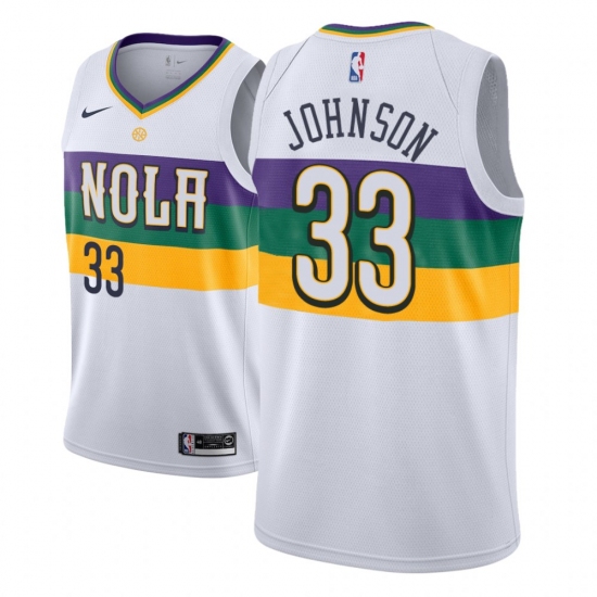 Men NBA 2018-19 New Orleans Pelicans #33 Wesley Johnson City Edition White Jersey - Ujersey