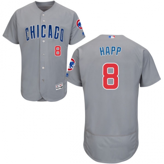 Men's Majestic Chicago Cubs #8 Ian Happ Grey Road Flexbase Authentic Collection MLB Jersey - Ujersey