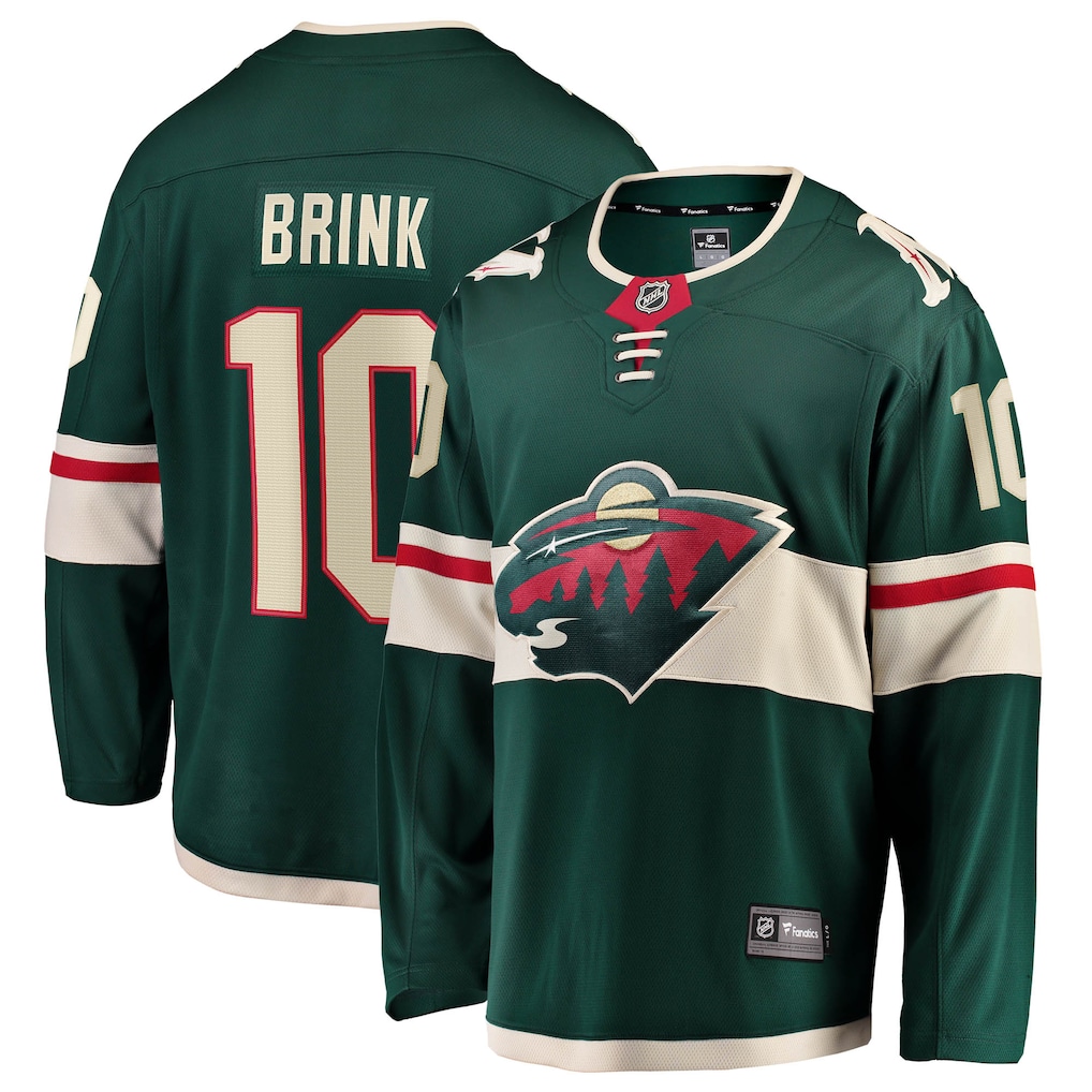 Men's Minnesota Wild Bobby Brink Fanatics Green Home Breakaway Jersey - ujerseystore
