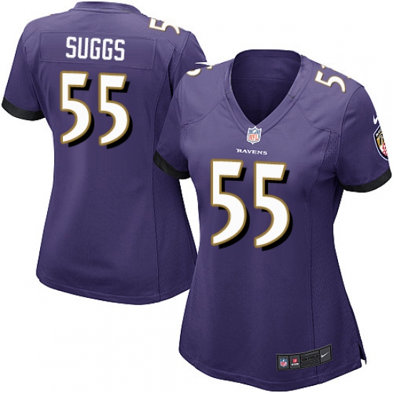 Women's Nike Baltimore Ravens #55 Terrell Suggs Game Purple Team Color NFL Jersey - Ujersey