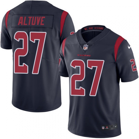 Men's Nike Houston Texans #27 Jose Altuve Elite Navy Blue Rush Vapor Untouchable NFL Jersey - Ujersey