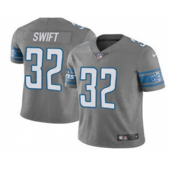 Men's Detroit Lions #32 DAndre Swift 2021 Gray Vapor Untouchable Limited Stitched Jersey - Ujersey