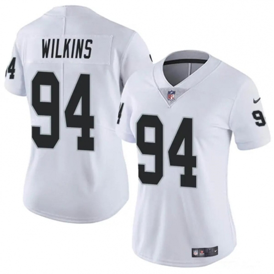 Women's Las Vegas Raiders #94 Christian Wilkins White Vapor Football Stitched Jersey - Ujersey