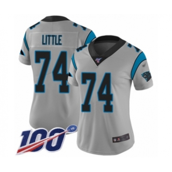 Women's Carolina Panthers #74 Greg Little Silver Inverted Legend Limited 100th Season Football Jersey - Ujersey