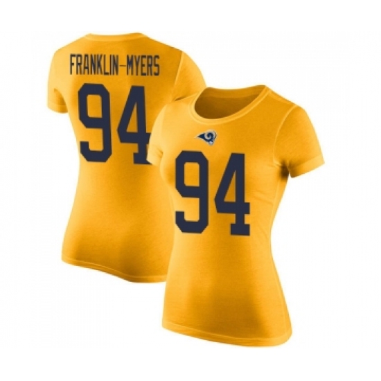 Women's Los Angeles Rams #94 John Franklin-Myers Gold Rush Pride Name & Number T-Shirt - Ujersey