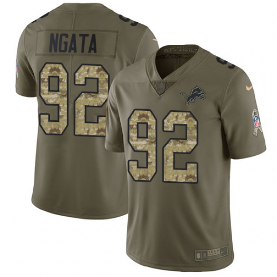 Youth Nike Detroit Lions #92 Haloti Ngata Limited Olive/Camo Salute to Service NFL Jersey - Ujersey