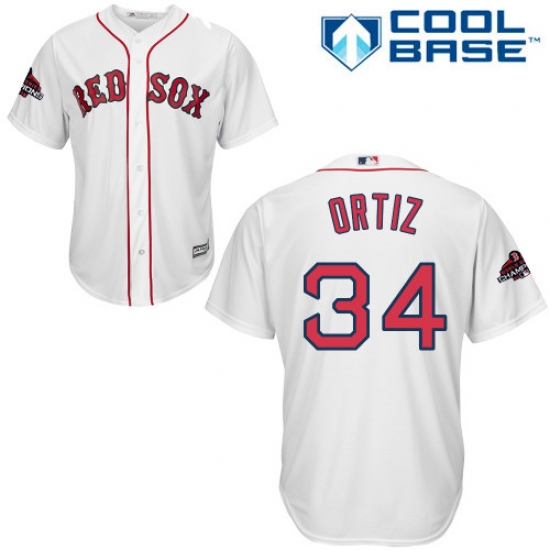 Youth Majestic Boston Red Sox #34 David Ortiz Authentic White Home Cool Base 2018 World Series Champions MLB Jersey - Ujersey