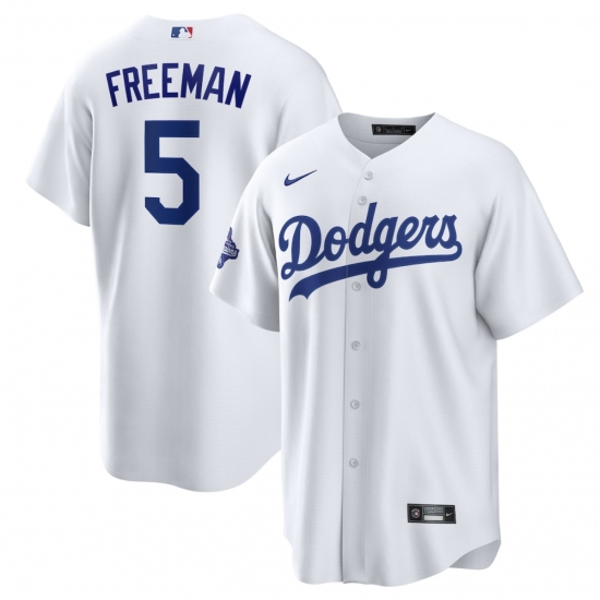 Men's Los Angeles Dodgers #5 Freddie Freeman White 2025 World Series Champions Home Cool Base Stitched Baseball Jersey - Ujersey
