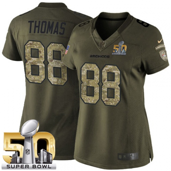 Women's Nike Denver Broncos #88 Demaryius Thomas Limited Green Salute to Service Super Bowl 50 Bound NFL Jersey - Ujersey