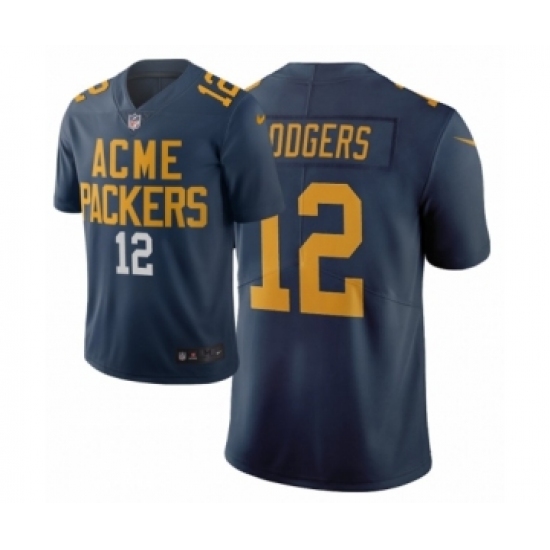 Men Green Bay Packers #12 Aaron Rodgers Navy City Edition Vapor Limited Jersey - Ujersey