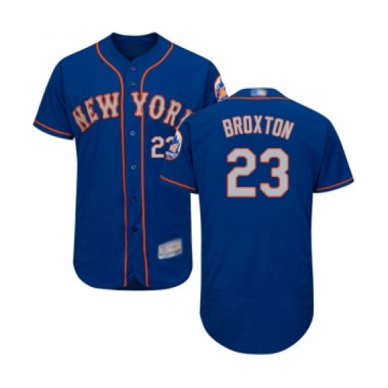 Men's New York Mets #23 Keon Broxton Royal Gray Alternate Flex Base Authentic Collection Baseball Jersey - Ujersey