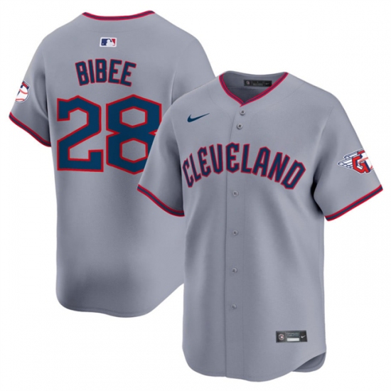 Men's Cleveland Guardians #28 Tanner Bibee Gray 2025 Alternate Limited Stitched Baseball Jersey - Ujersey