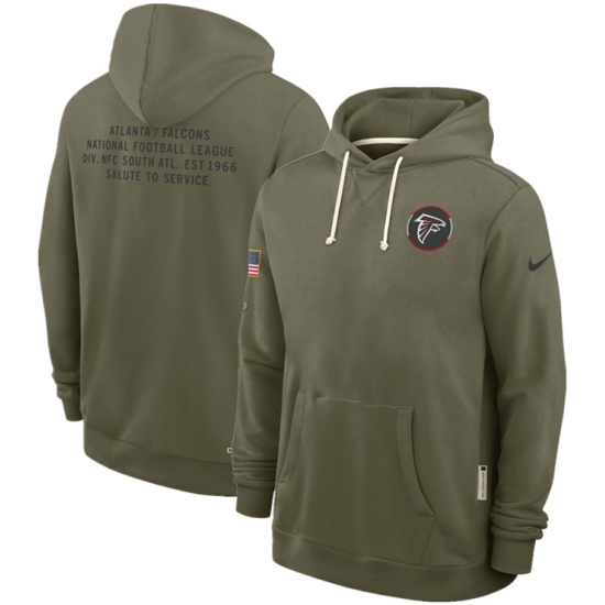 Men's Atlanta Falcons Olive 2025 Salute to Service Pullover Hoodie - Ujersey