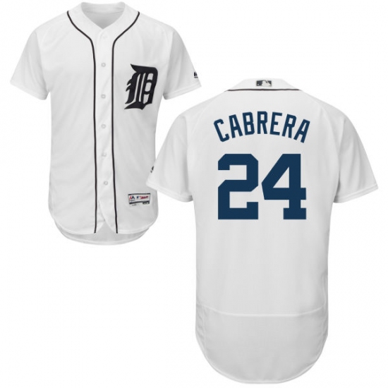 Men's Majestic Detroit Tigers #24 Miguel Cabrera White Home Flex Base Authentic Collection MLB Jersey - Ujersey