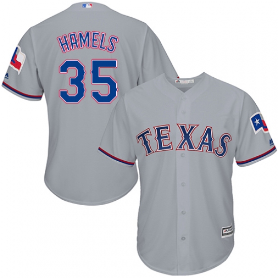 Men's Majestic Texas Rangers #35 Cole Hamels Replica Grey Road Cool Base MLB Jersey - Ujersey