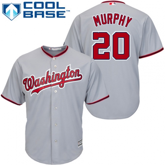Men's Majestic Washington Nationals #20 Daniel Murphy Replica Grey Road Cool Base MLB Jersey - Ujersey