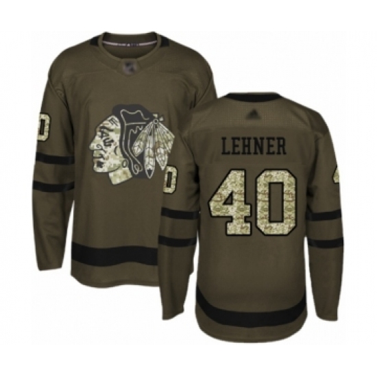 Men's Chicago Blackhawks #40 Robin Lehner Authentic Green Salute to Service Hockey Jersey