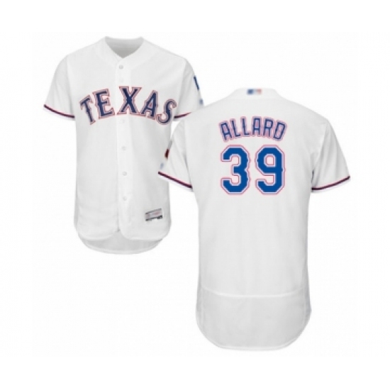 Men's Texas Rangers #39 Kolby Allard White Home Flex Base Authentic Collection Baseball Player Jersey - Ujersey