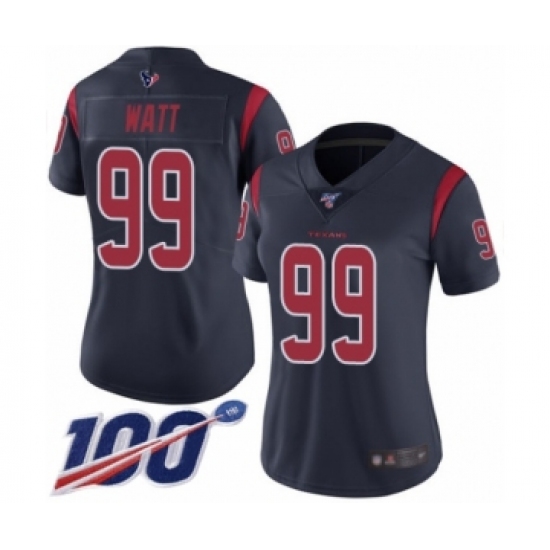 Women's Nike Houston Texans #99 J.J. Watt Limited Navy Blue Rush Vapor Untouchable 100th Season NFL Jersey - Ujersey