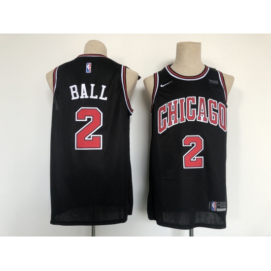 Men's Chicago Bulls #2 Lonzo Ball Black Stitched Basketball Jersey - Ujersey