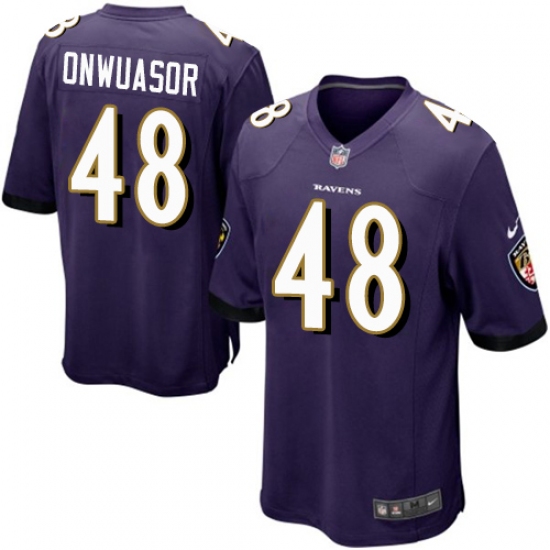 Men's Nike Baltimore Ravens #48 Patrick Onwuasor Game Purple Team Color NFL Jersey - Ujersey