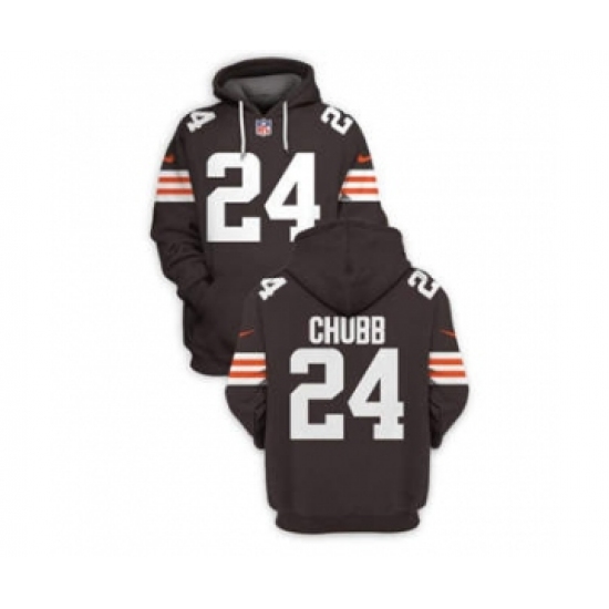 Men's Cleveland Browns #24 Nick Chubb 2021 New Brown Pullover Football Hoodie - Ujersey