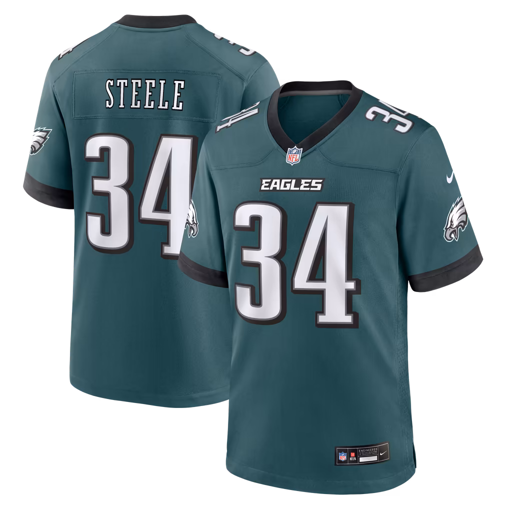 Men's Philadelphia Eagles Carson Steele Nike Midnight Green Team Game Jersey