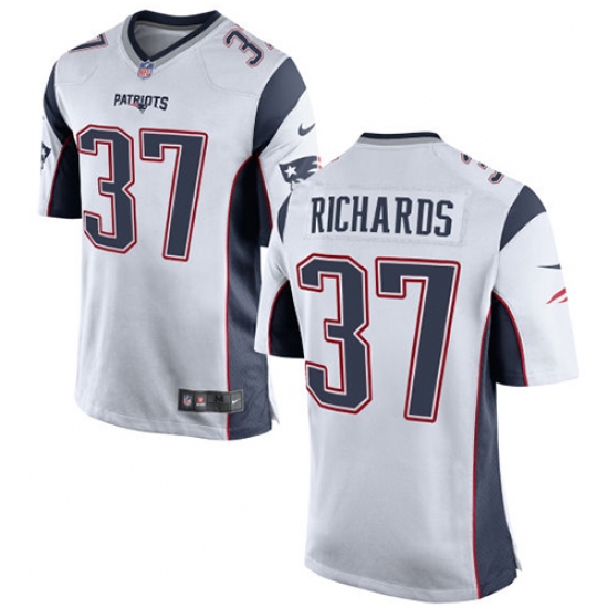 Men's Nike New England Patriots #37 Jordan Richards Game White NFL Jersey - Ujersey