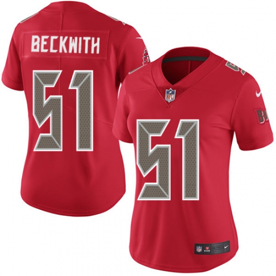 Women's Nike Tampa Bay Buccaneers #51 Kendell Beckwith Limited Red Rush Vapor Untouchable NFL Jersey - Ujersey