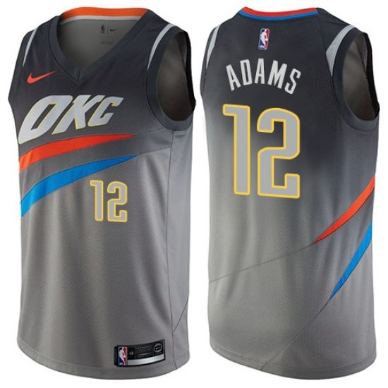 Men's Nike Oklahoma City Thunder #12 Steven Adams Swingman Gray NBA Jersey - City Edition - Ujersey