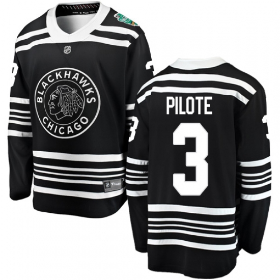 Men's Chicago Blackhawks #3 Pierre Pilote Black 2019 Winter Classic Fanatics Branded Breakaway NHL Jersey - Ujersey