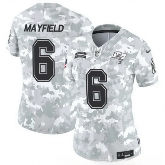 Women Tampa Bay Buccaneers #6 Baker Mayfield 2024 F U S E Arctic Camo Salute To Service Limited Stitched Football Jersey - Ujersey