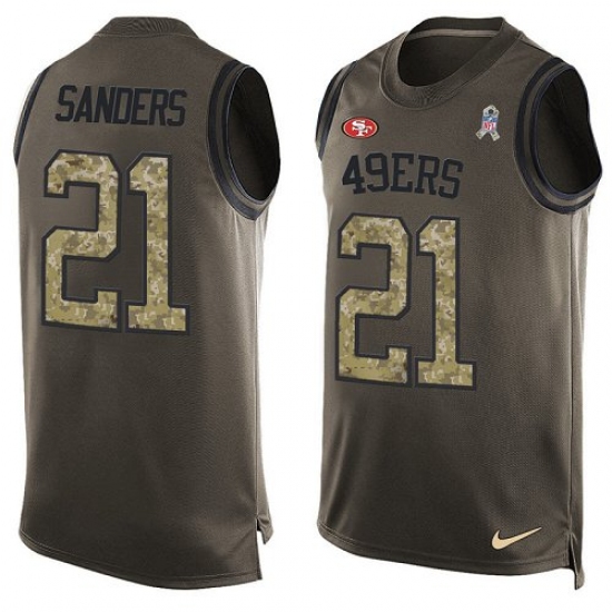 Men's Nike San Francisco 49ers #21 Deion Sanders Limited Green Salute to Service Tank Top NFL Jersey - Ujersey