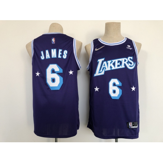 Men's Los Angeles Lakers #6 LeBron James Nike Purple 2021-22 Swingman City Jersey - Ujersey