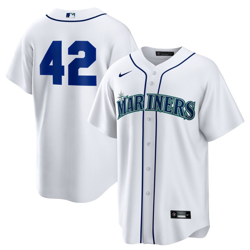 Men's Seattle Mariners Nike White Home  2025 Jackie Robinson Day Replica Jersey - U-jersey