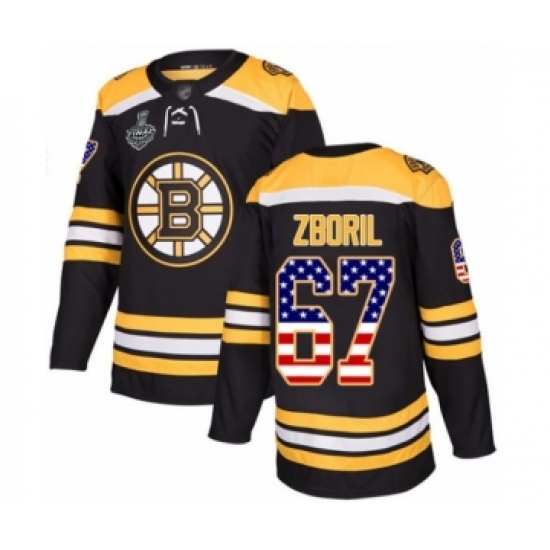 Men's Boston Bruins #67 Jakub Zboril Authentic Black USA Flag Fashion 2019 Stanley Cup Final Bound Hockey Jersey - Ujersey