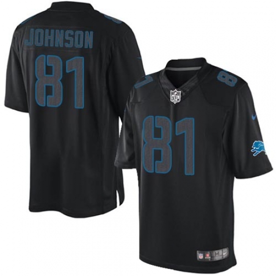 Men's Nike Detroit Lions #81 Calvin Johnson Limited Black Impact NFL Jersey - Ujersey