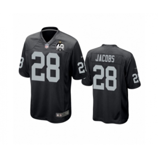 Youth Oakland Raiders #28 Josh Jacobs Game Black 60th Anniversary Team Color Football Jersey