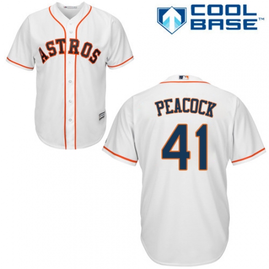 Men's Majestic Houston Astros #41 Brad Peacock Replica White Home Cool Base MLB Jersey - Ujersey