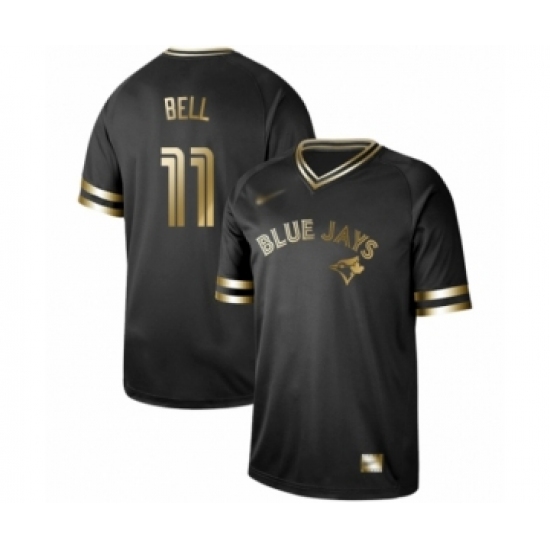 Men's Toronto Blue Jays #11 George Bell Authentic Black Gold Fashion Baseball Jersey - Ujersey