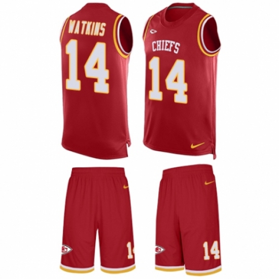 Men's Nike Kansas City Chiefs #14 Sammy Watkins Limited Red Tank Top Suit NFL Jersey - Ujersey
