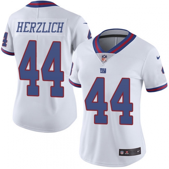 Women's Nike New York Giants #44 Mark Herzlich Limited White Rush Vapor Untouchable NFL Jersey - Ujersey