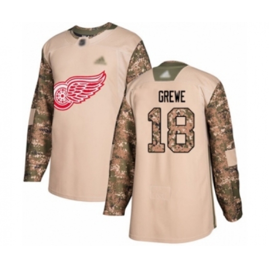 Men's Detroit Red Wings #18 Albin Grewe Authentic Camo Veterans Day Practice Hockey Jersey