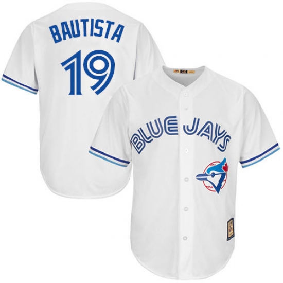 Men's Majestic Toronto Blue Jays #19 Jose Bautista Authentic White Cooperstown MLB Jersey - Ujersey