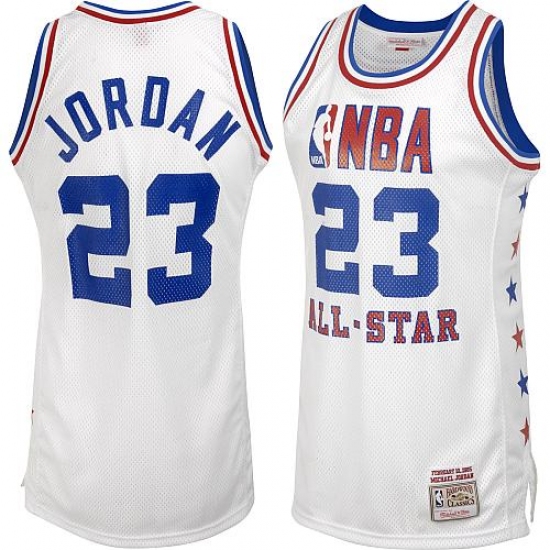 Men's Mitchell and Ness Chicago Bulls #23 Michael Jordan Authentic White 1985 All Star Throwback NBA Jersey - Ujersey