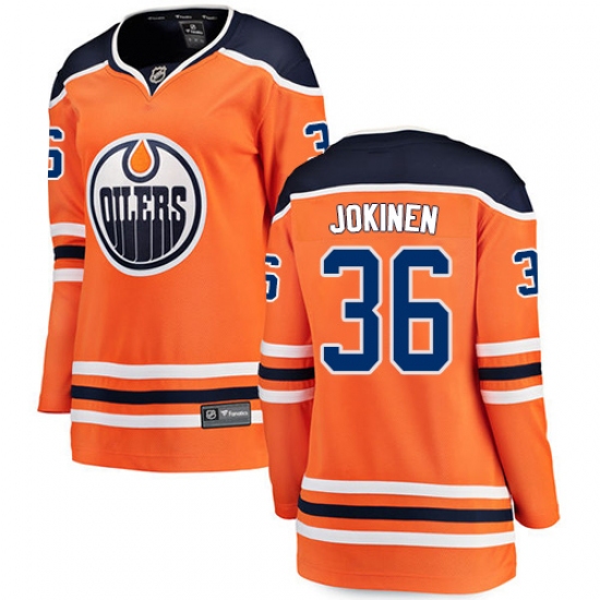 Women's Edmonton Oilers #36 Jussi Jokinen Fanatics Branded Orange Home Breakaway NHL Jersey - Ujersey