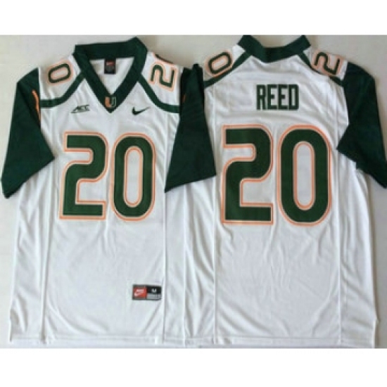 Men's Miami Hurricanes #20 Ed Reed White Stitched NCAA Nike College Football Jersey - Ujersey