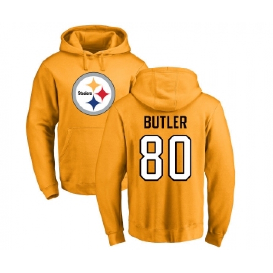 Football Pittsburgh Steelers #80 Jack Butler Gold Name & Number Logo Pullover Hoodie - Ujersey
