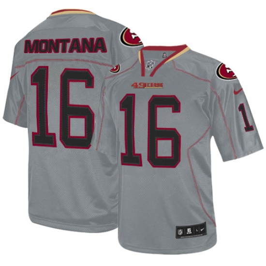 Youth Nike San Francisco 49ers #16 Joe Montana Elite Lights Out Grey NFL Jersey - Ujersey