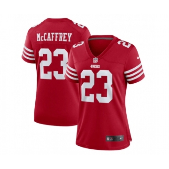 Womens NFL San Francisco 49ers #23 Christian McCaffrey Red Stitched Game Jersey(Run Small) - Ujersey